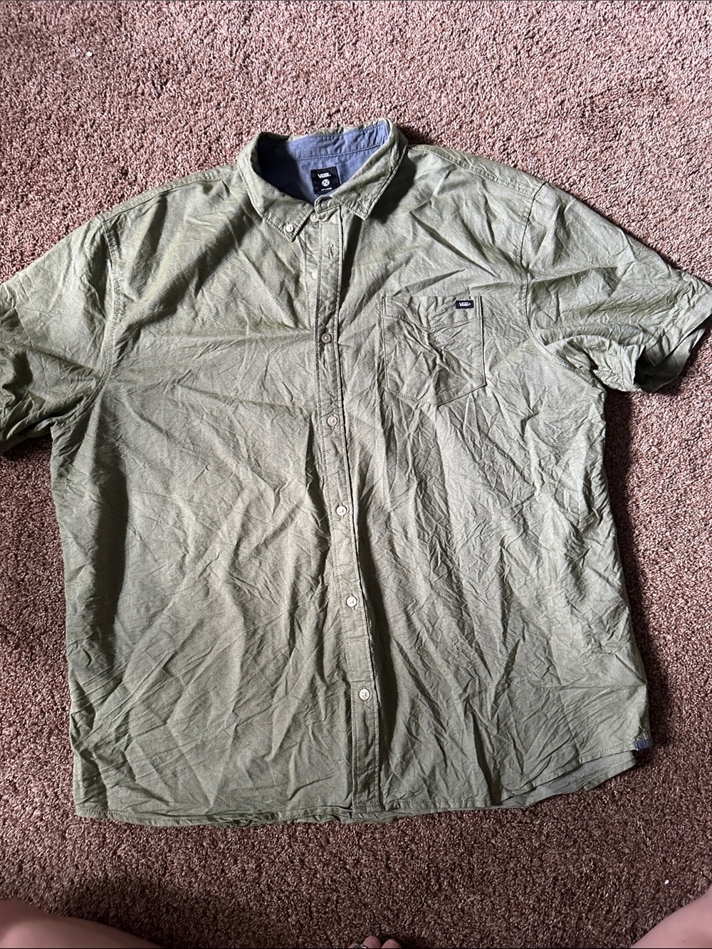 Vans Men's Olive Green Short-Sleeve Button-Down Shirt XXL